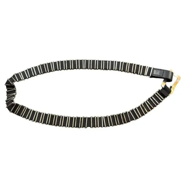 Chico's Retro Style Stretch Belt Womens Size M/L Silver Archaic Hieroglyphic NWT